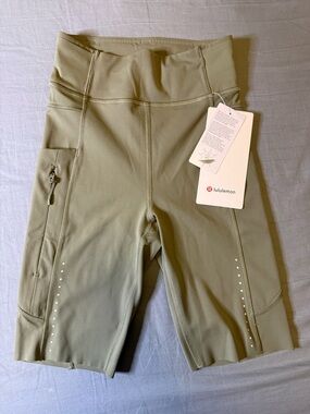 lululemon athletica Olive Green High-Rise Bike Shorts with Side Zip Pocket